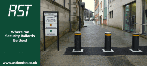 security bollards installed in street